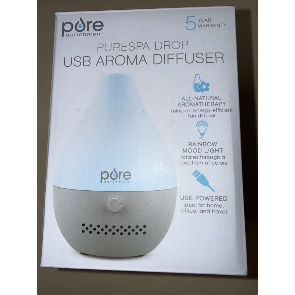 Pure Enrichment Pure Spa Drop USB Aroma Diffuser Waterless Operation, Travel NEW